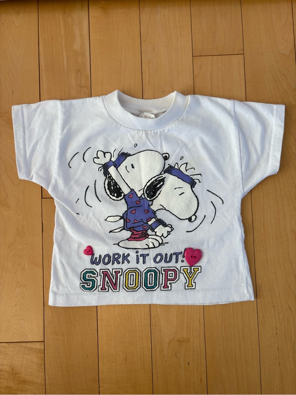 Vintage Snoopy "Work It Out" White Kids T-Shirt